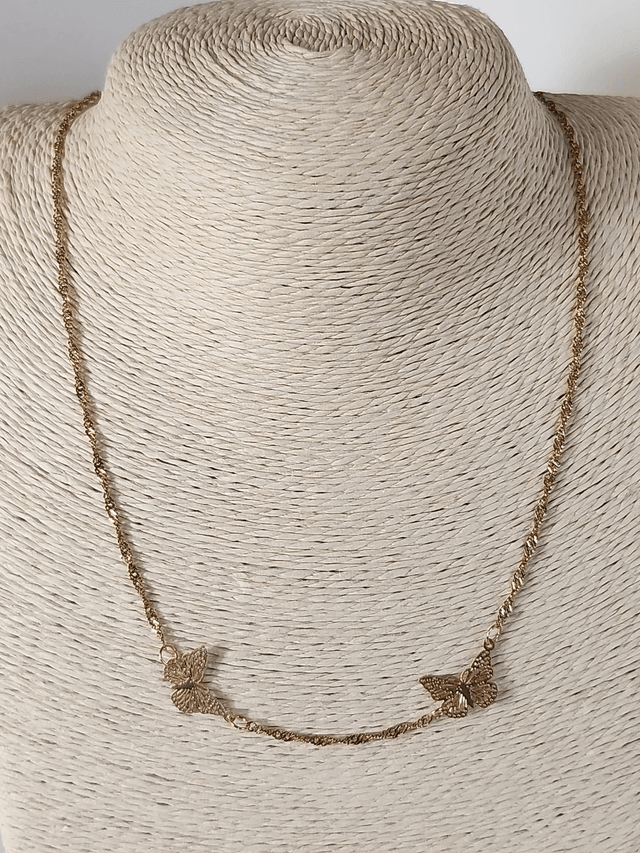 Collier papillons brodé doré 