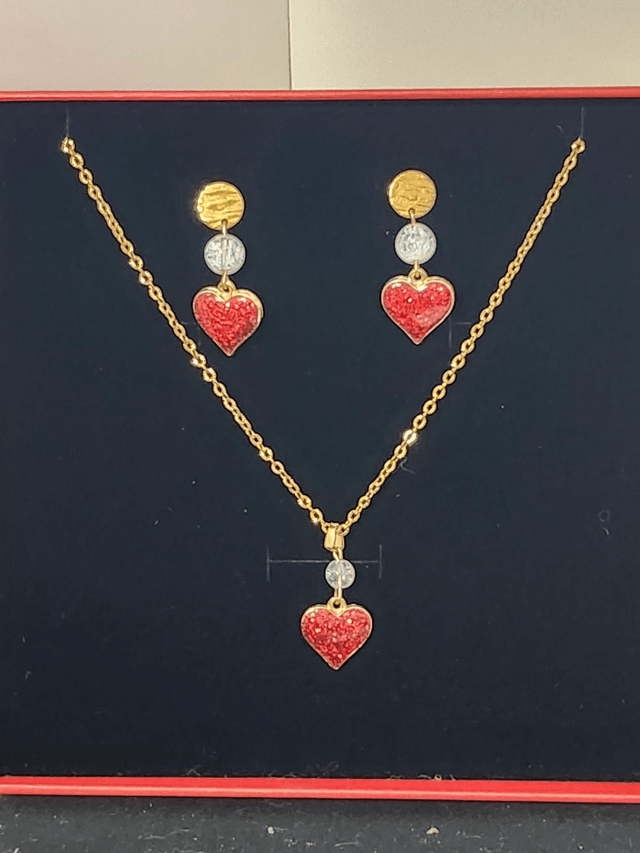 Parure cœur strass