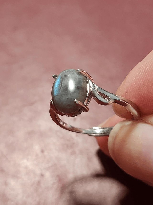 Bague réglable labradorite sur argent