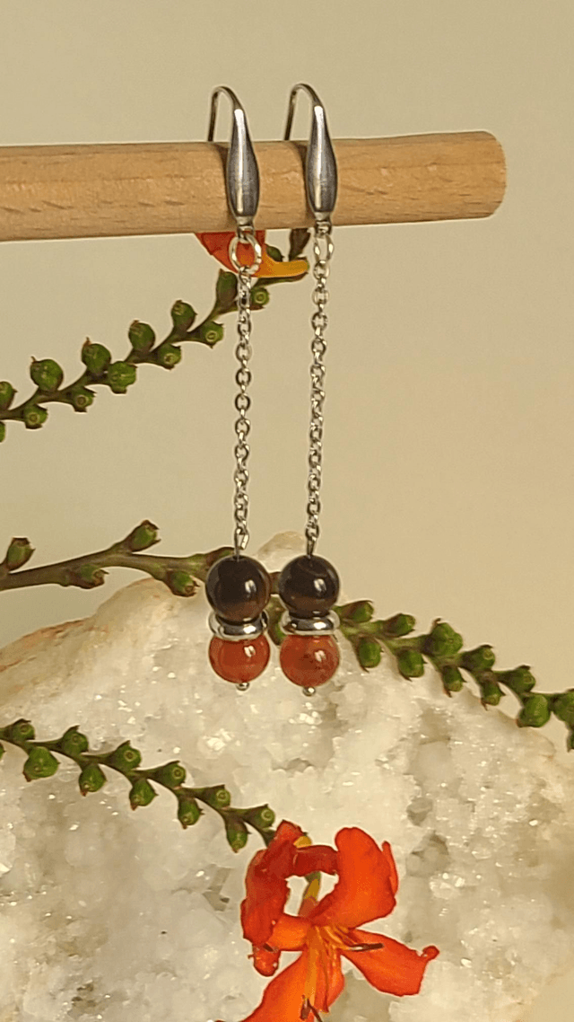 Boucles œil de taureau et cornaline