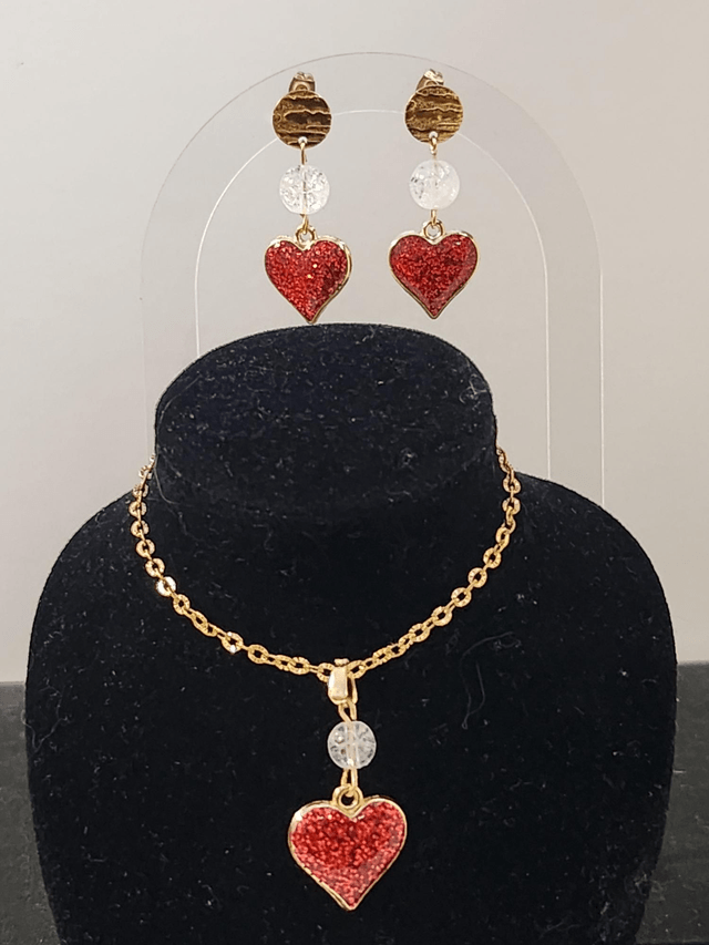 Parure cœur strass