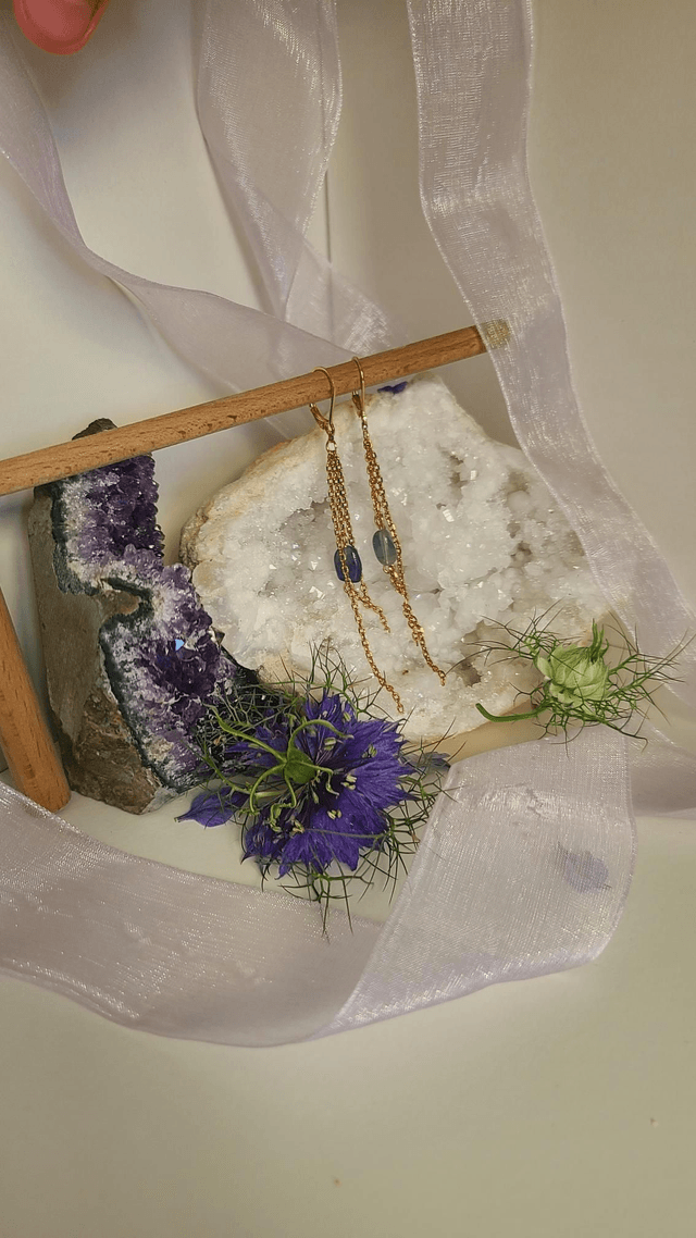 Boucles d´oreilles longue avec fluorine