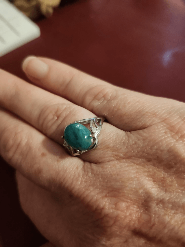 Bague argent avec cabochon pierre naturelle