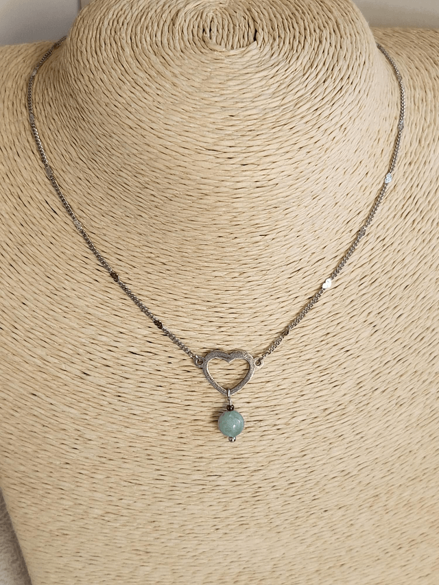 Ras de cou cœur et Amazonite