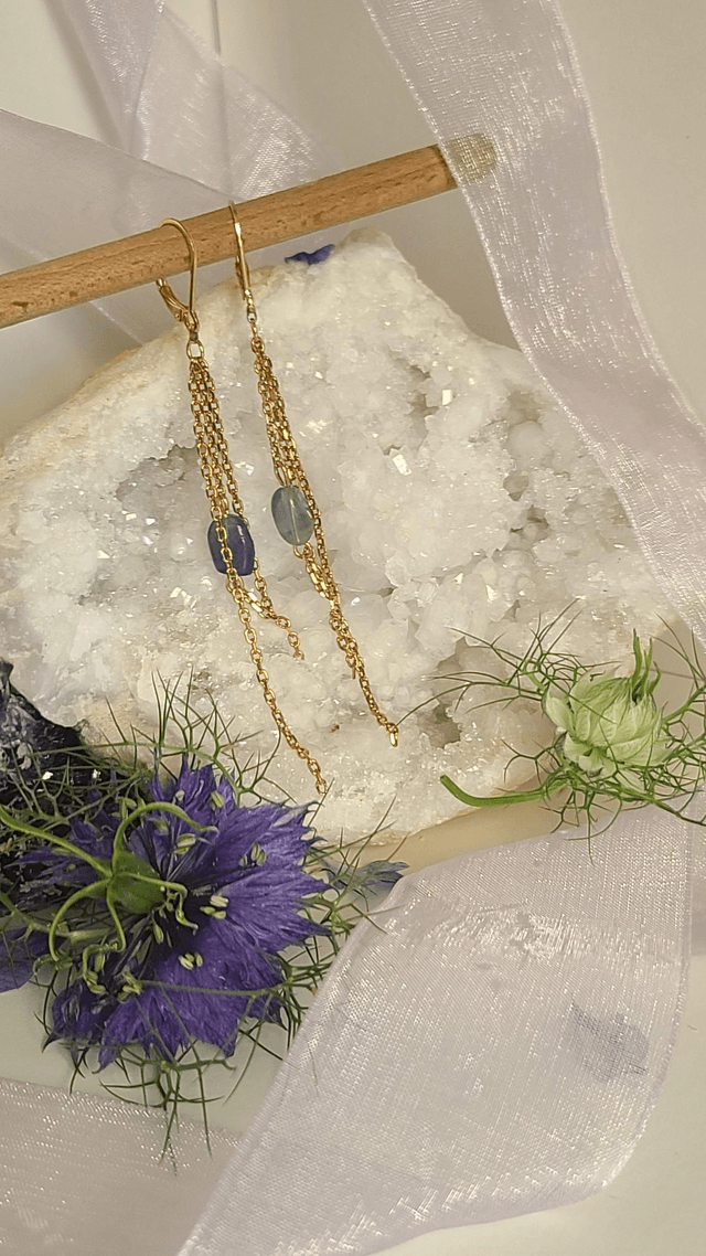 Boucles d´oreilles longue avec fluorine