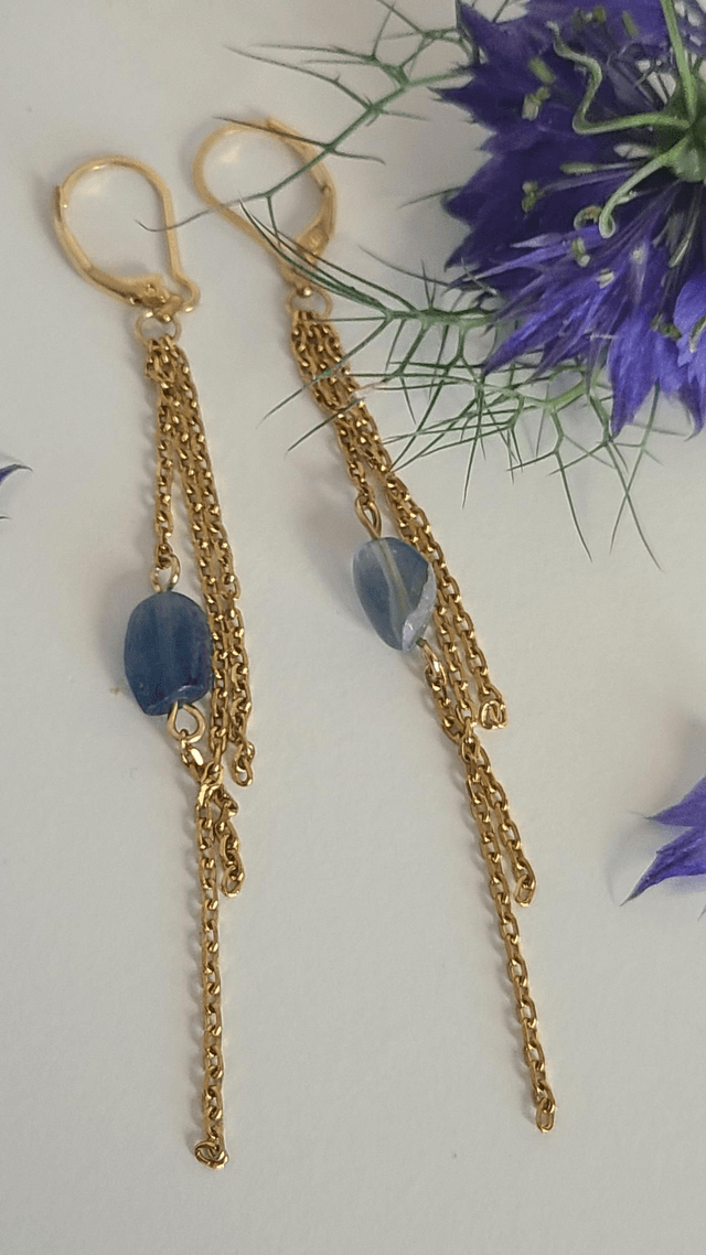 Boucles d´oreilles longue avec fluorine