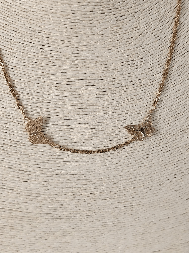 Collier papillons brodé doré 