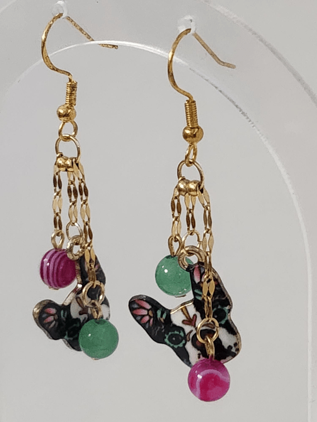 Boucle d’oreille bouledogue multicouleur 