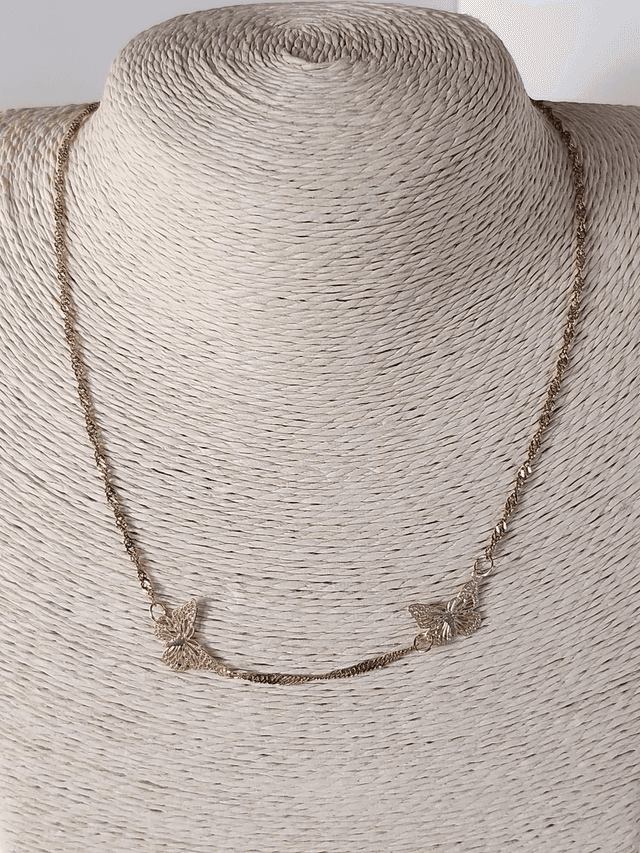 Collier papillons brodé doré 