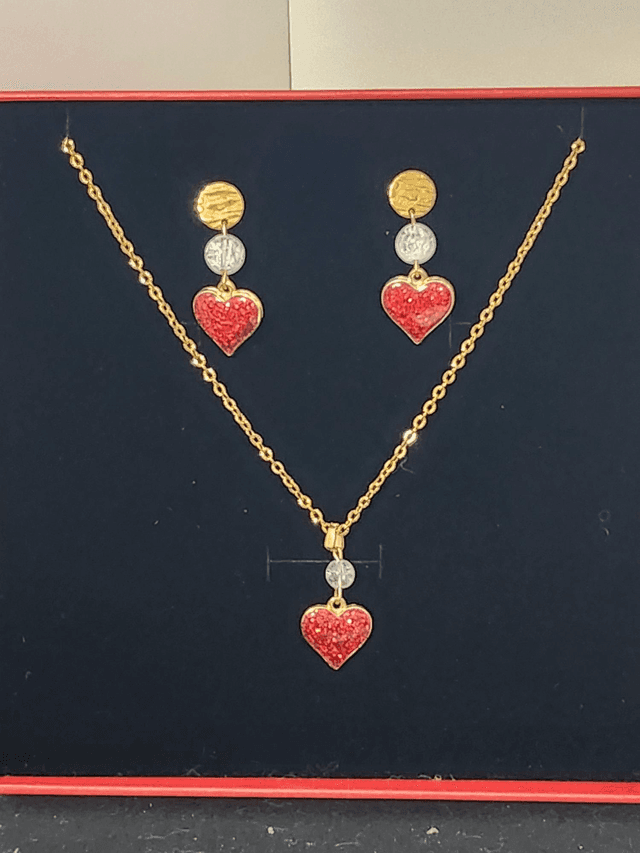 Parure cœur strass