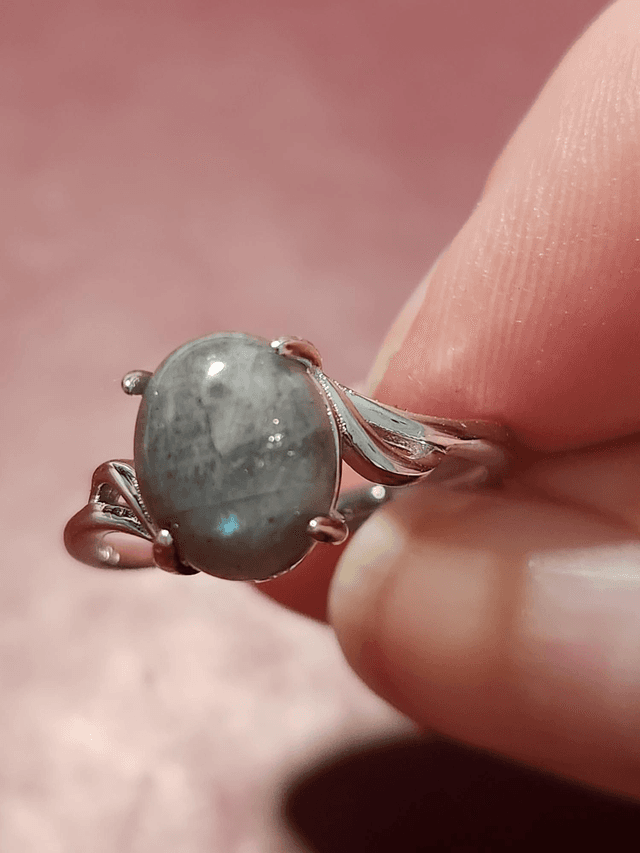 Bague réglable labradorite sur argent