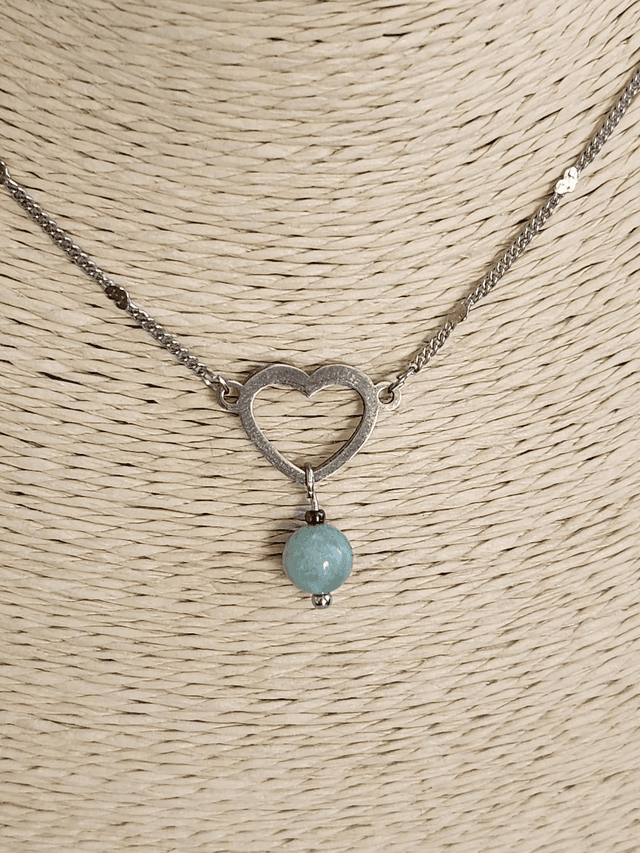 Ras de cou cœur et Amazonite